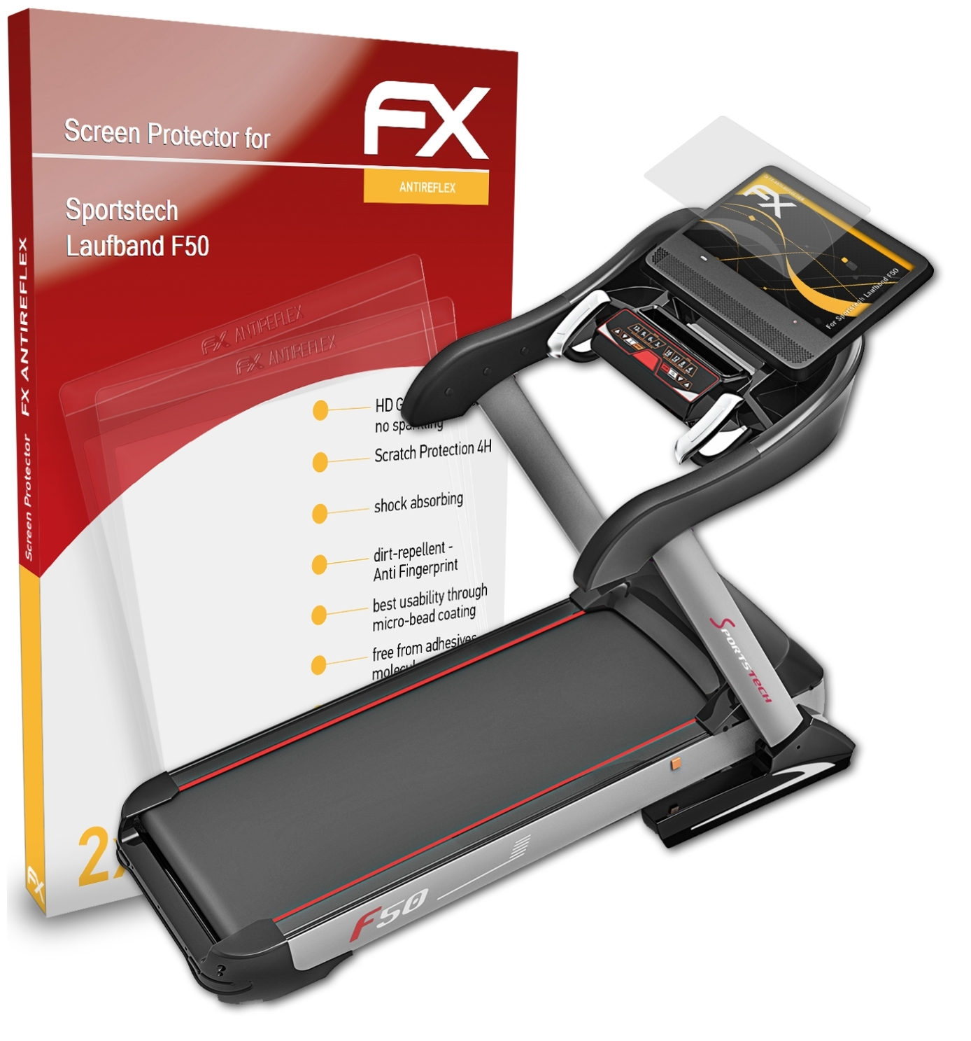 ATFOLIX Sportstech 2x Laufband F50) FX-Antireflex Displayschutz(für