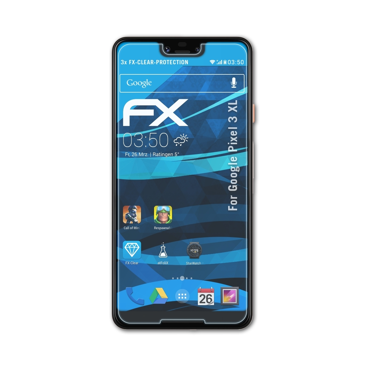 ATFOLIX 3x FX-Clear Displayschutz(für Pixel XL) Google 3