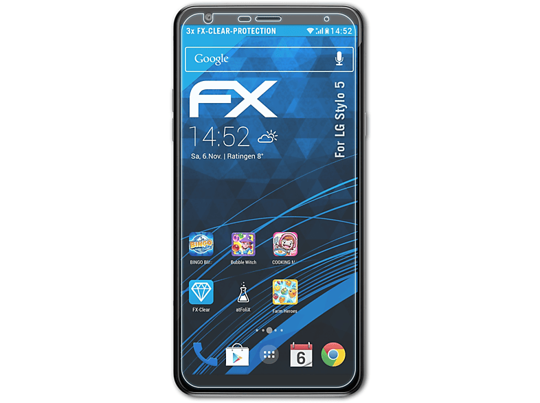 ATFOLIX 3x LG Displayschutz(für 5) FX-Clear Stylo
