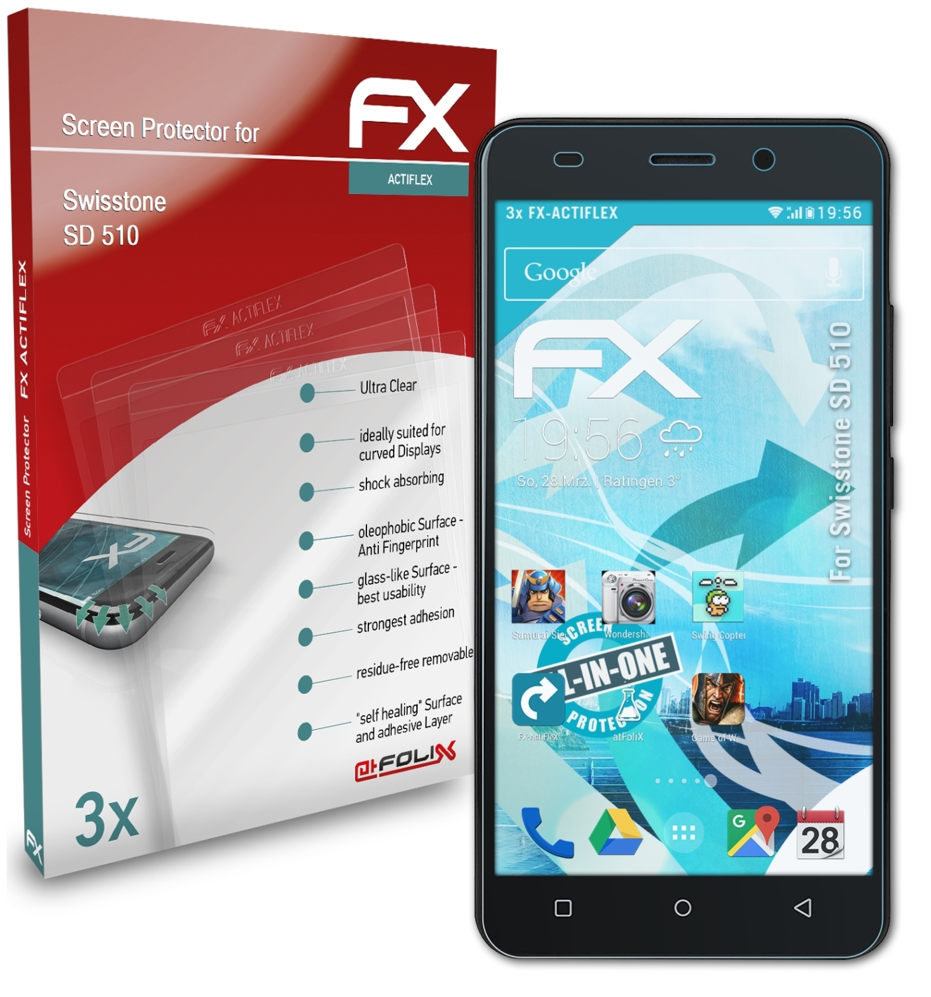 SD ATFOLIX 510) Displayschutz(für Swisstone 3x FX-ActiFleX