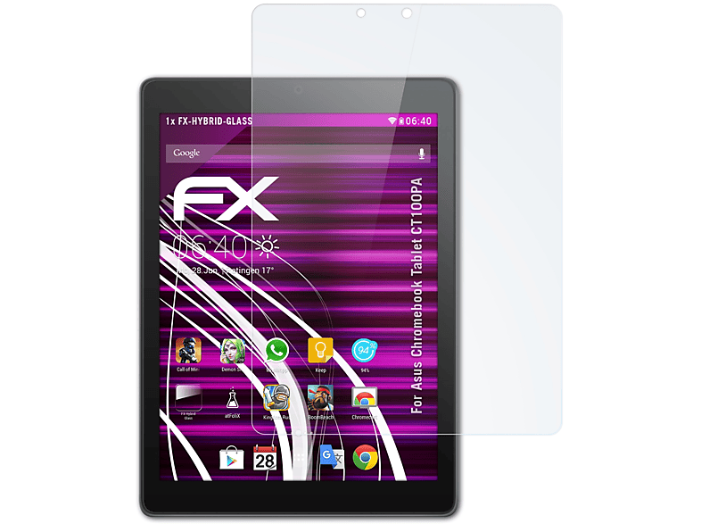 ATFOLIX FX-Hybrid-Glass Schutzglas(für Asus Chromebook Tablet (CT100PA))
