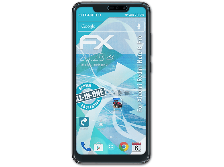 ATFOLIX 3x FX-ActiFleX Displayschutz(für Xiaomi Redmi Note 6 Pro)