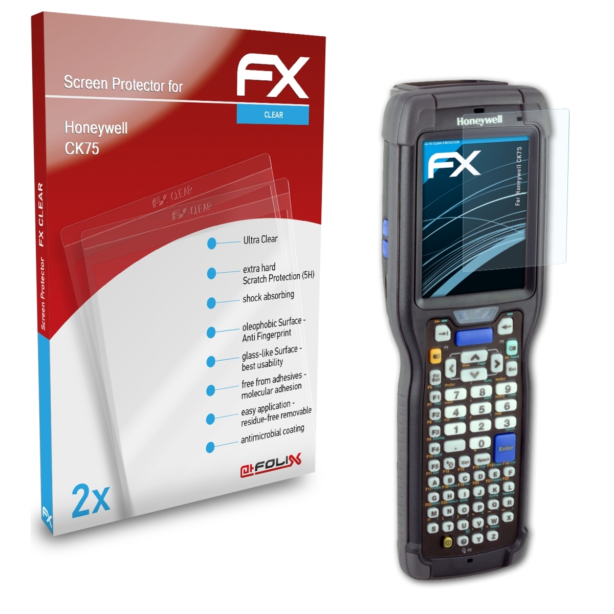 ATFOLIX 2x FX-Clear Displayschutz(für Honeywell CK75)