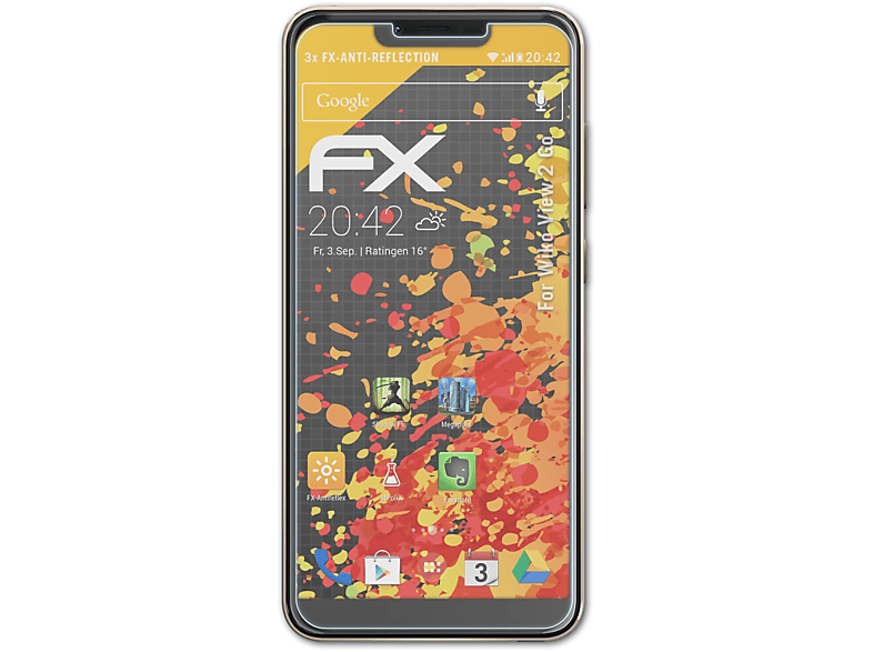 ATFOLIX 3x FX-Antireflex Displayschutz(für Wiko View 2 Go)