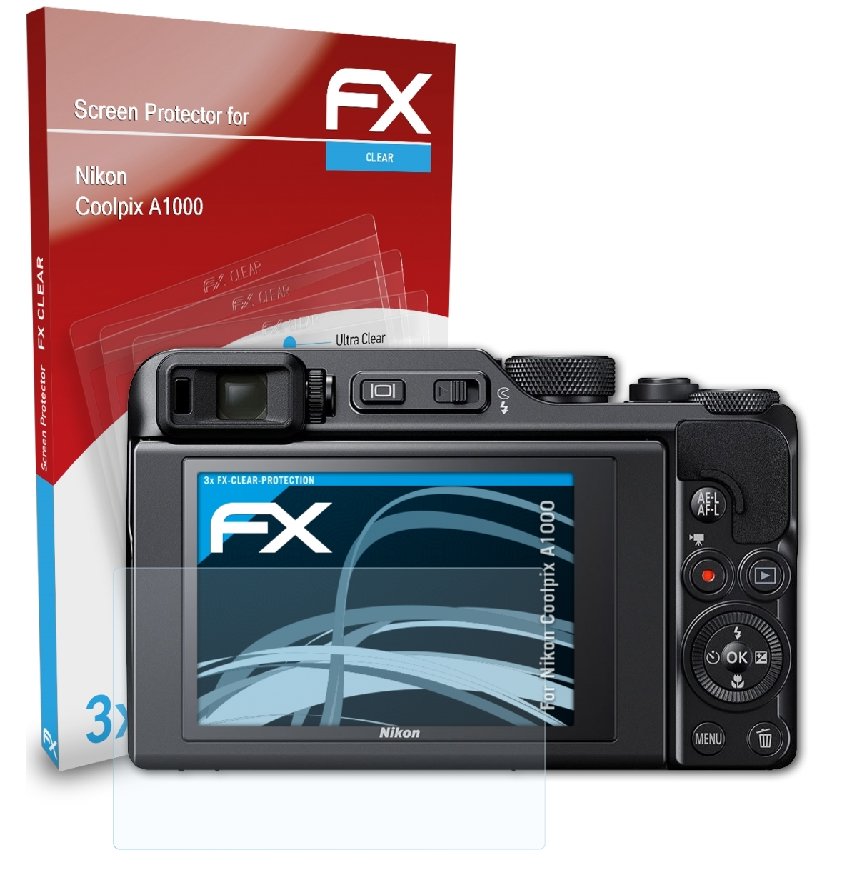 ATFOLIX 3x FX-Clear Displayschutz(für Nikon A1000) Coolpix
