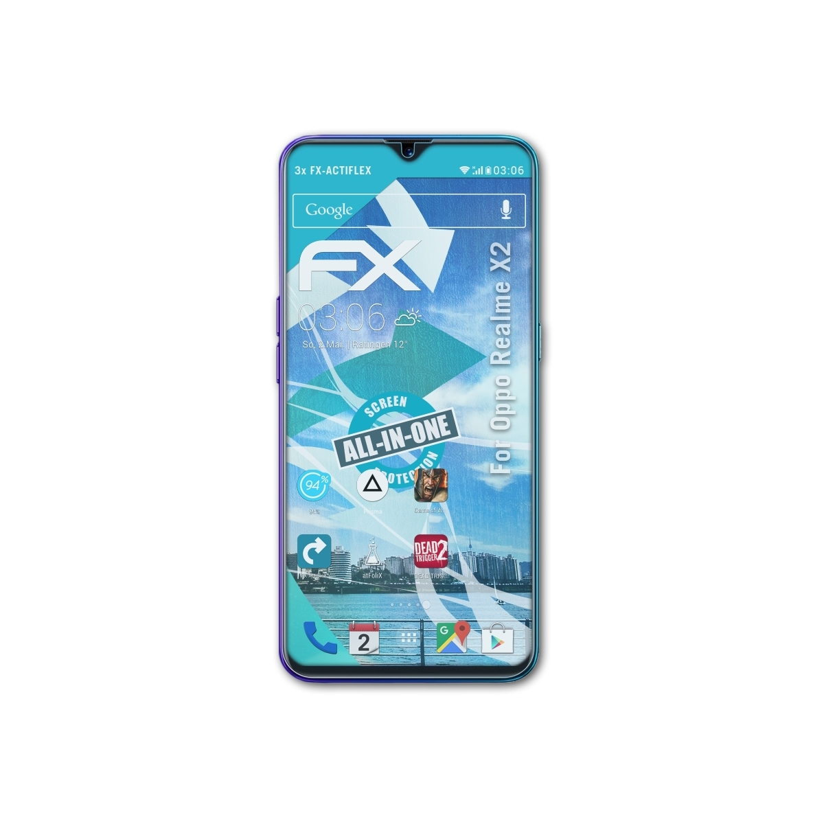 Realme Oppo 3x ATFOLIX X2) Displayschutz(für FX-ActiFleX