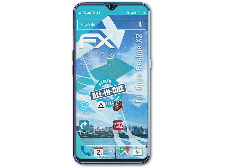 ATFOLIX 3x Realme FX-ActiFleX Displayschutz(für X2) Oppo