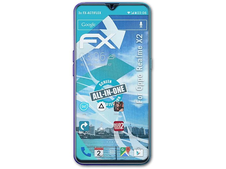 Realme Oppo 3x ATFOLIX X2) Displayschutz(für FX-ActiFleX