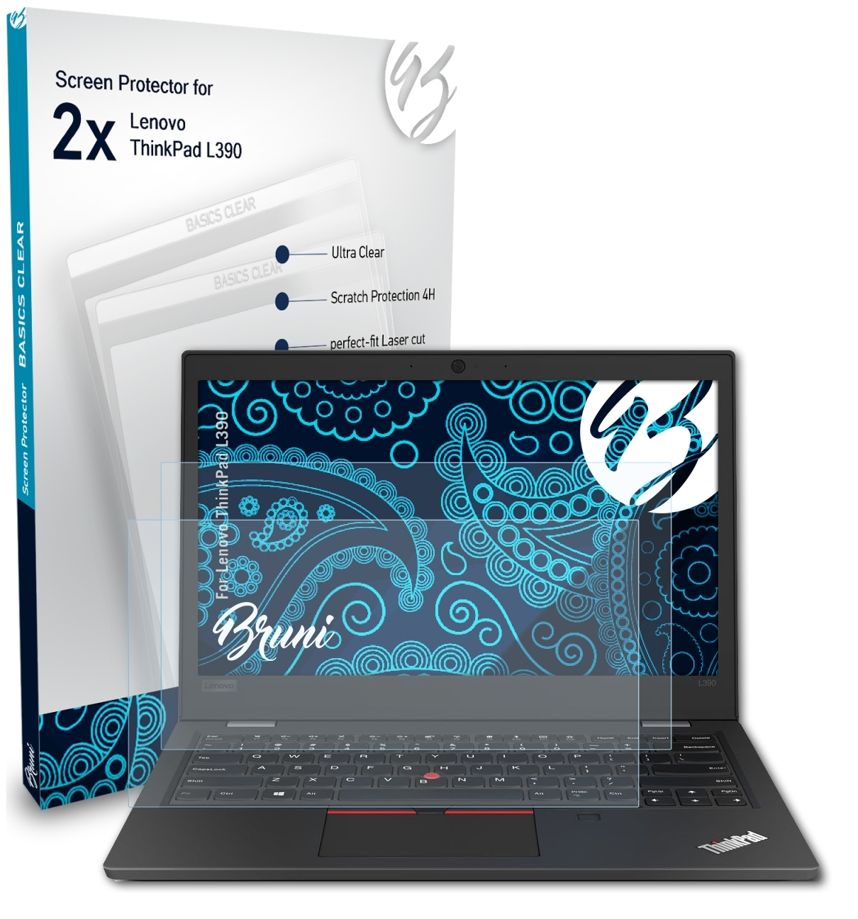 BRUNI 2x Basics-Clear Schutzfolie(für L390) ThinkPad Lenovo