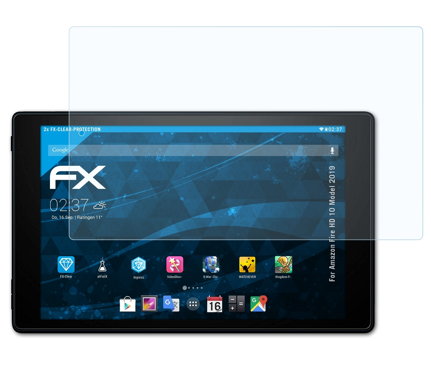 ATFOLIX 2x FX-Clear Displayschutz(für Fire 10 (Model 2019)) Amazon HD