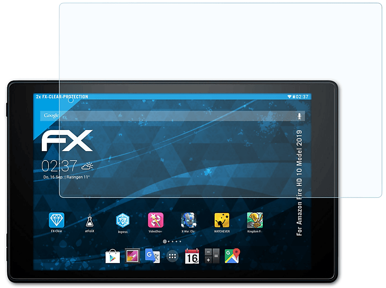 ATFOLIX 2x FX-Clear Displayschutz(für Amazon Fire HD 10 (Model 2019))