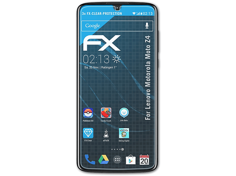 3x FX-Clear Z4) Displayschutz(für Lenovo Motorola Moto ATFOLIX
