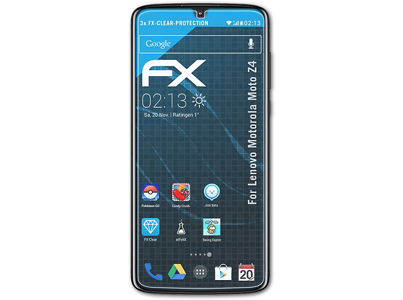 ATFOLIX 3x FX-Clear Z4) Moto Motorola Displayschutz(für Lenovo