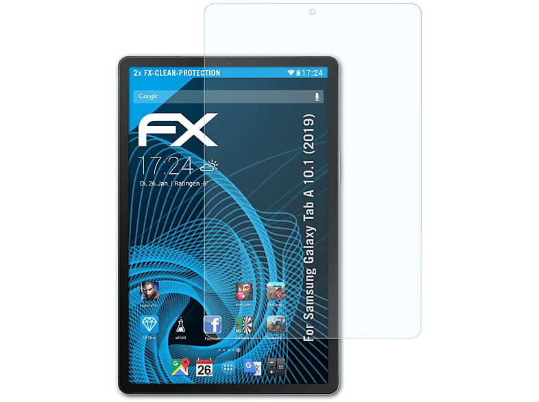 ATFOLIX 2x FX-Clear Displayschutz(für Samsung Galaxy Tab A 10.1 (2019))