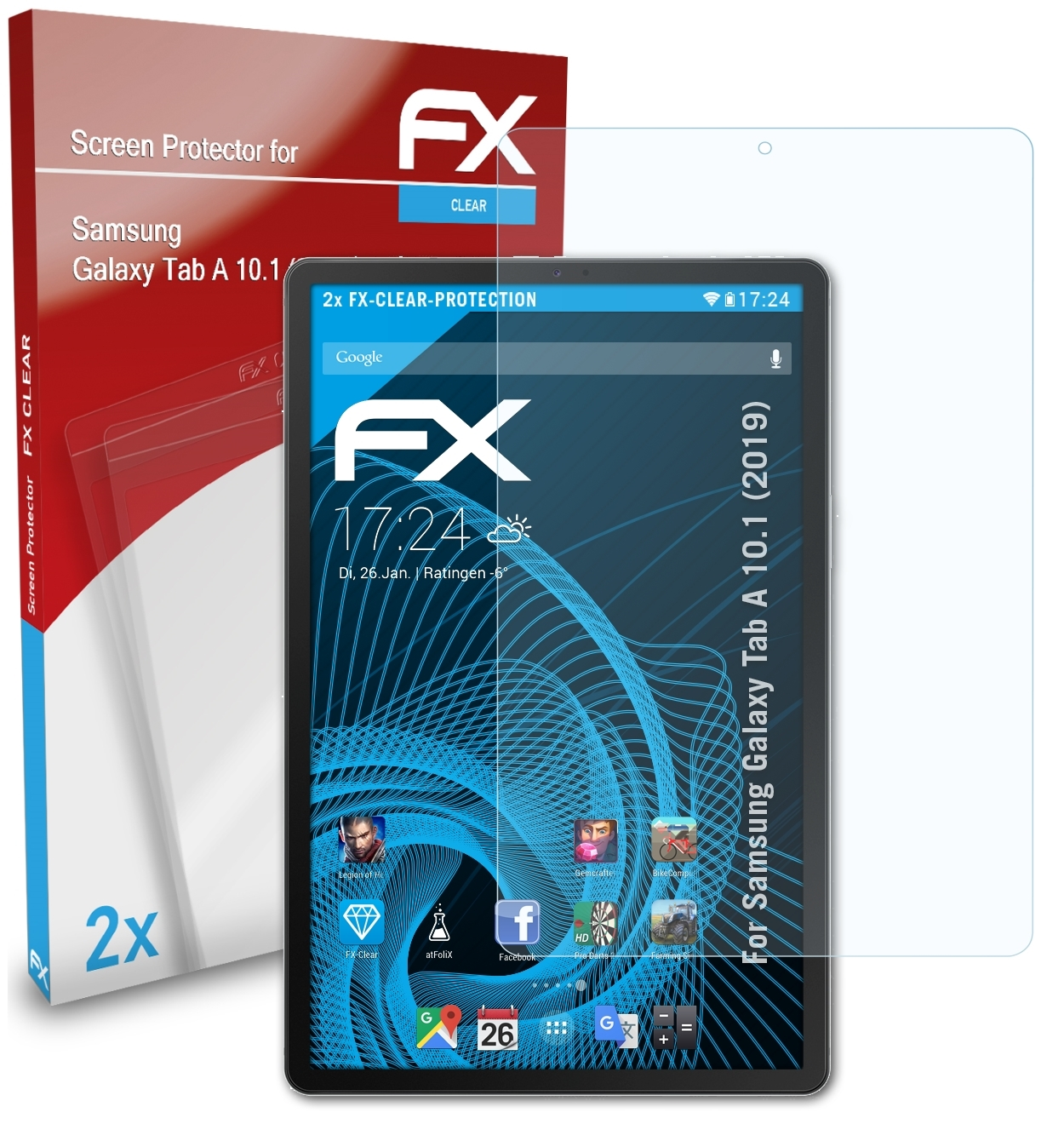 (2019)) Galaxy Samsung ATFOLIX 2x Displayschutz(für 10.1 FX-Clear A Tab