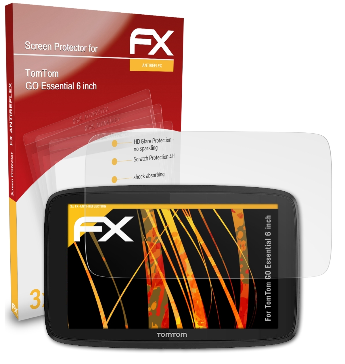 ATFOLIX 3x FX-Antireflex Displayschutz(für GO inch)) TomTom (6 Essential