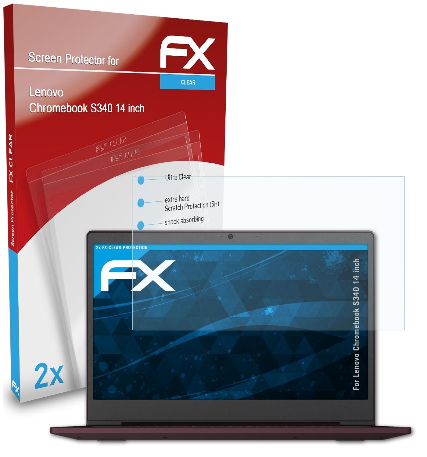 ATFOLIX 2x FX-Clear Displayschutz(für (14 inch)) Lenovo Chromebook S340