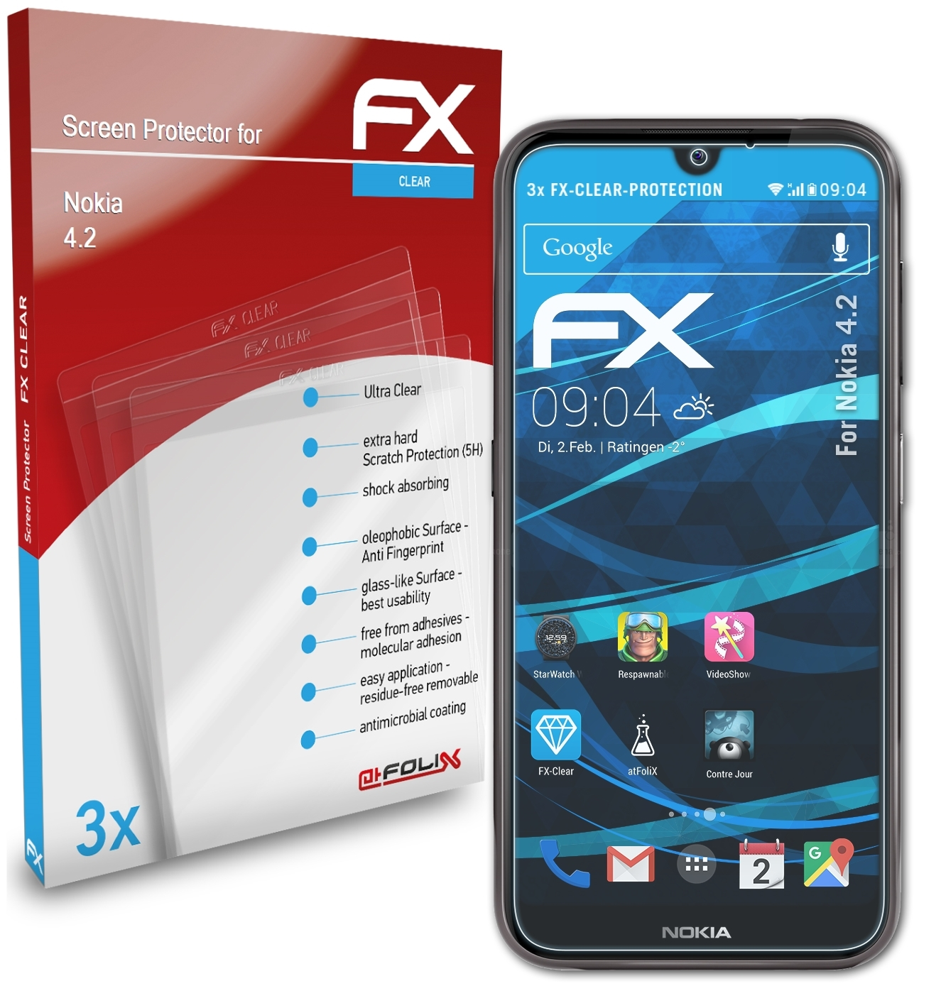 Displayschutz(für 4.2) ATFOLIX FX-Clear 3x Nokia