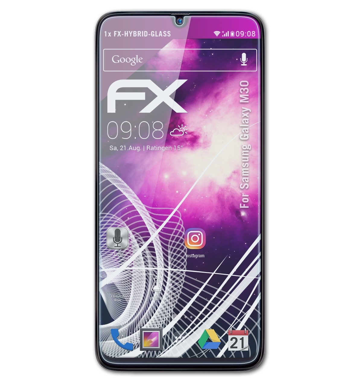 Samsung M30) Schutzglas(für Galaxy FX-Hybrid-Glass ATFOLIX