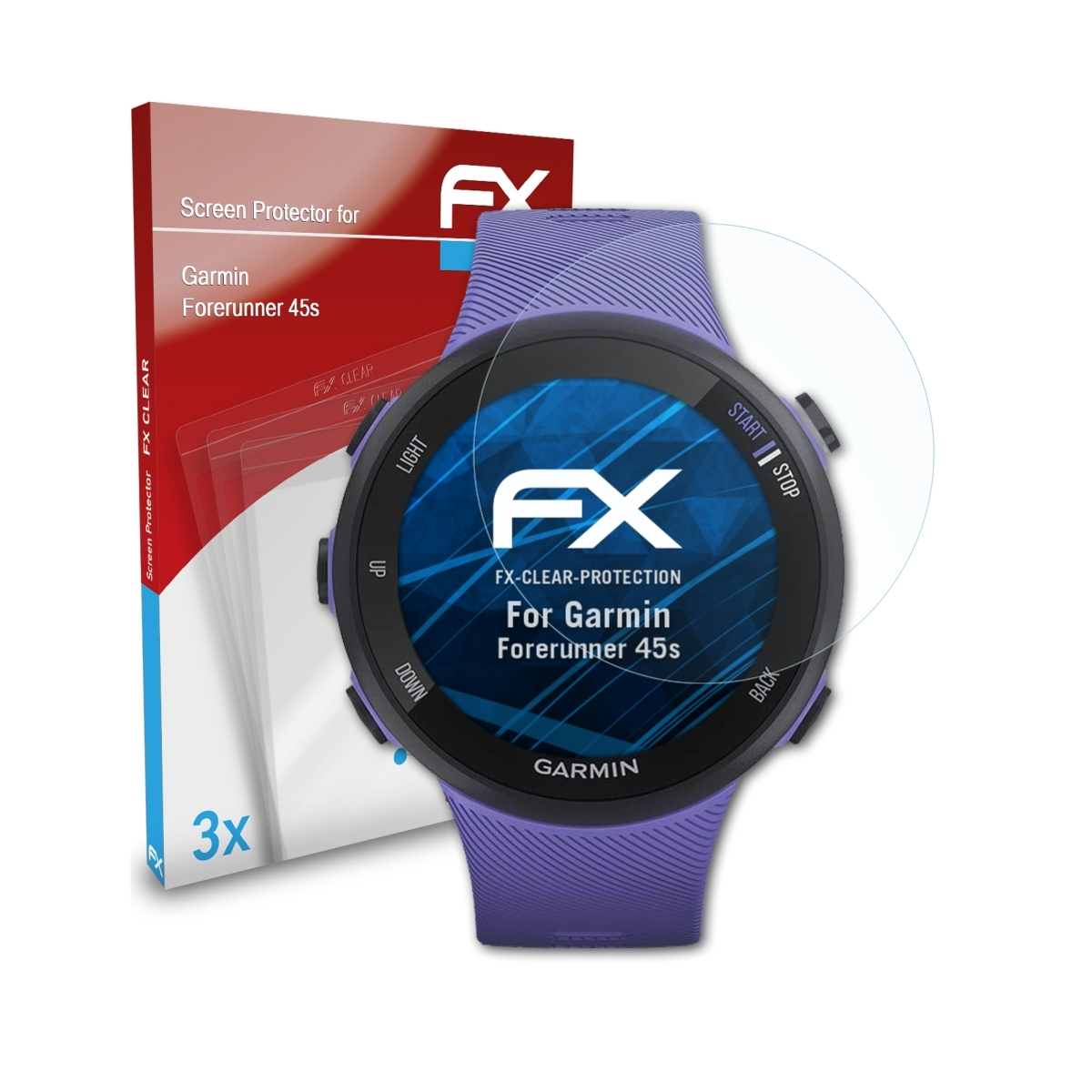 3x ATFOLIX Garmin Displayschutz(für 45s) Forerunner FX-Clear