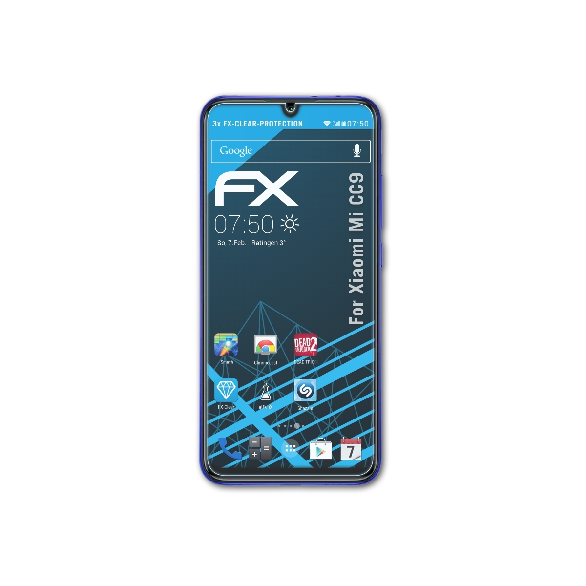 ATFOLIX Displayschutz(für Mi FX-Clear CC9) 3x Xiaomi