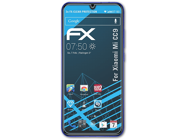 Displayschutz(für CC9) Mi 3x FX-Clear ATFOLIX Xiaomi