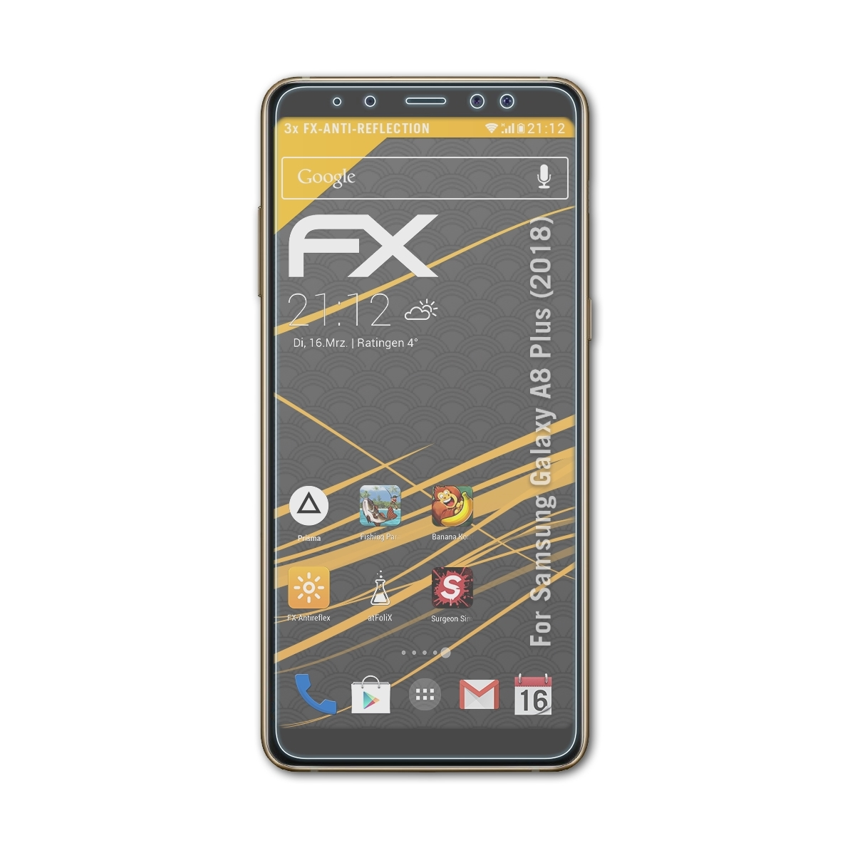 ATFOLIX 3x FX-Antireflex Displayschutz(für Plus Galaxy A8 Samsung (2018))