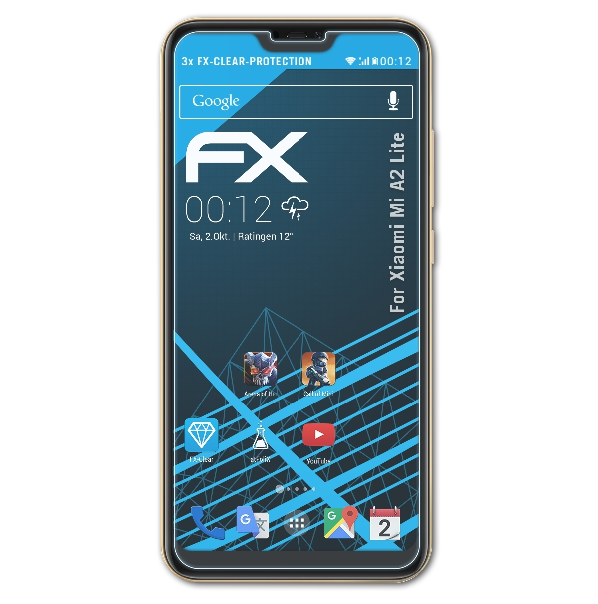 ATFOLIX 3x FX-Clear Displayschutz(für Xiaomi A2 Mi Lite)