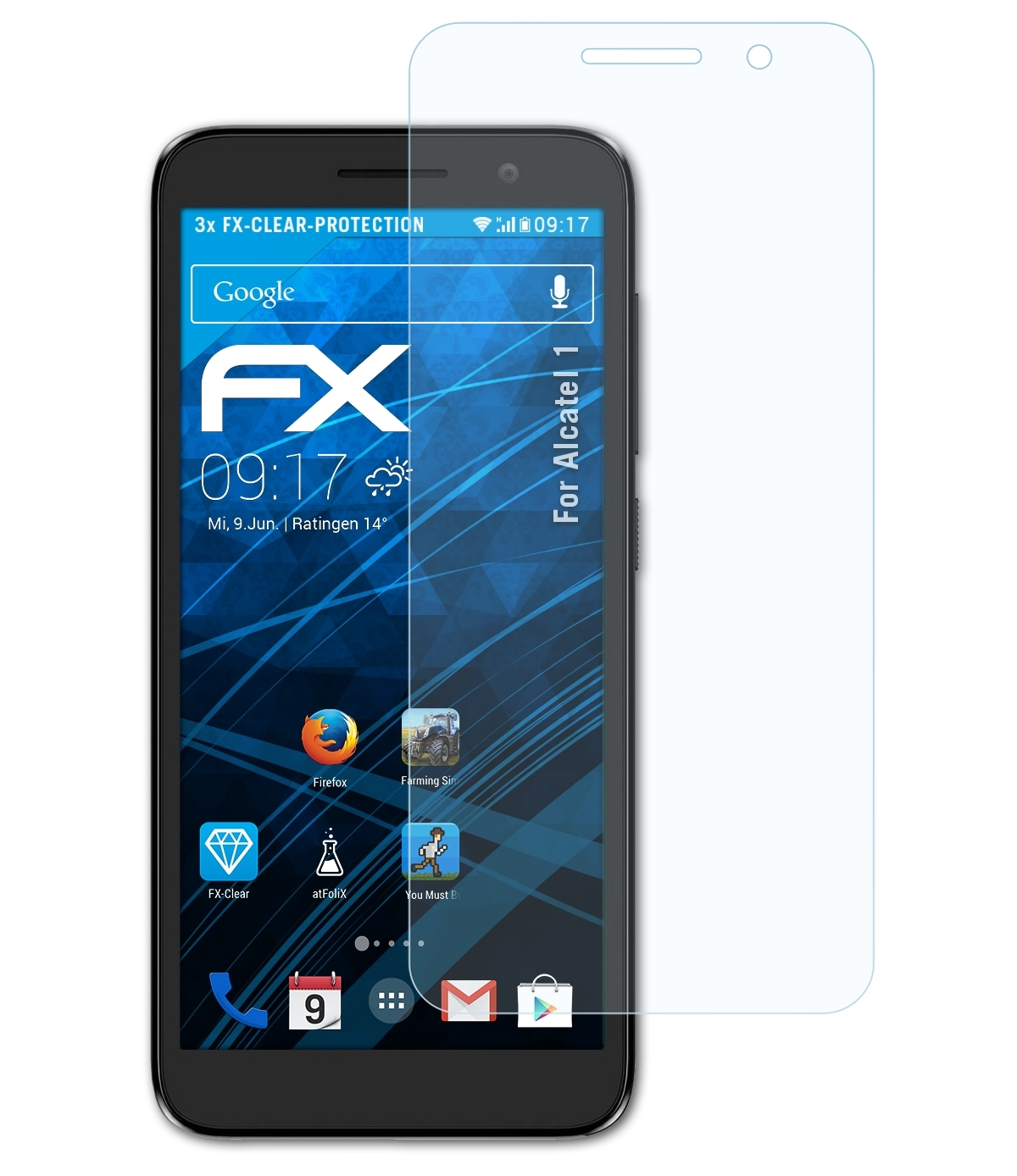 ATFOLIX 3x FX-Clear Displayschutz(für Alcatel 1)