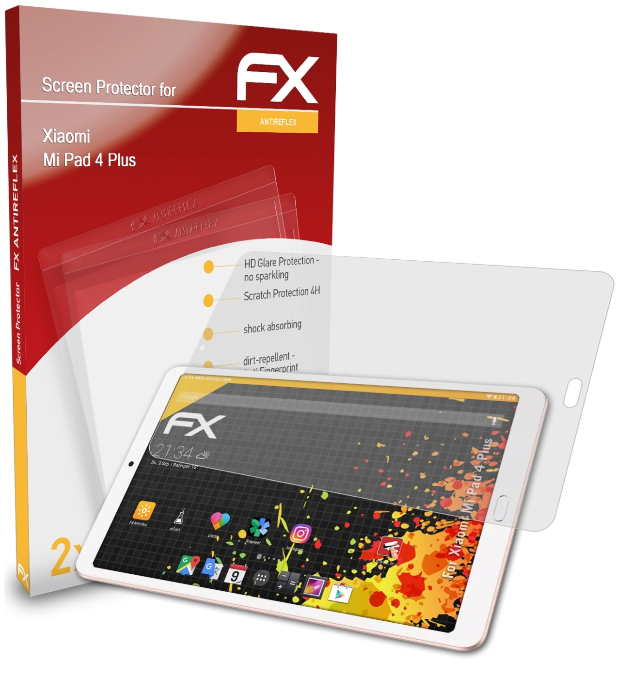 4 ATFOLIX Displayschutz(für Mi FX-Antireflex Pad Xiaomi Plus) 2x