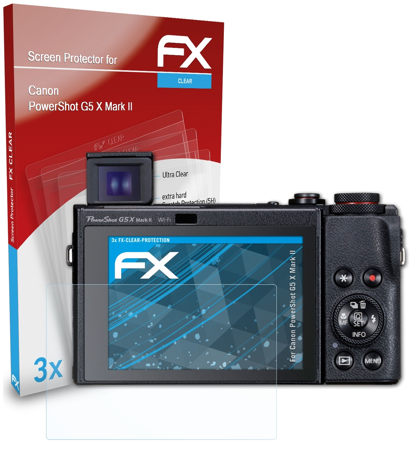ATFOLIX 3x G5 II) FX-Clear Displayschutz(für PowerShot Canon X Mark