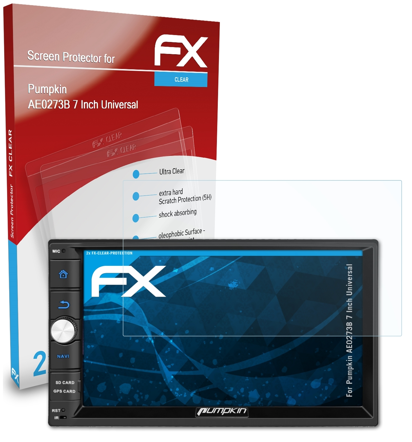 ATFOLIX 2x Pumpkin Inch FX-Clear 7 Displayschutz(für AE0273B (Universal))