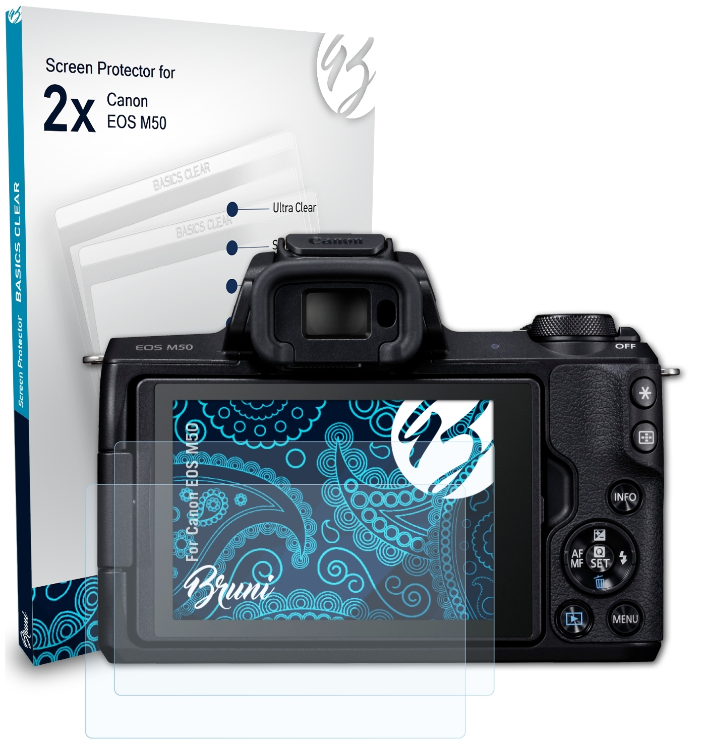 BRUNI 2x Basics-Clear Schutzfolie(für Canon M50) EOS
