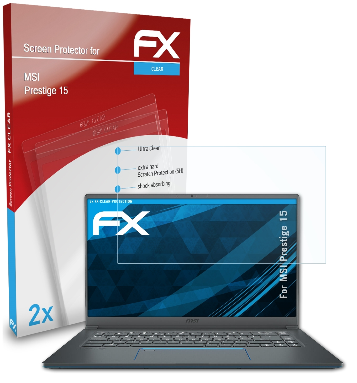 FX-Clear Displayschutz(für MSI 15) 2x Prestige ATFOLIX