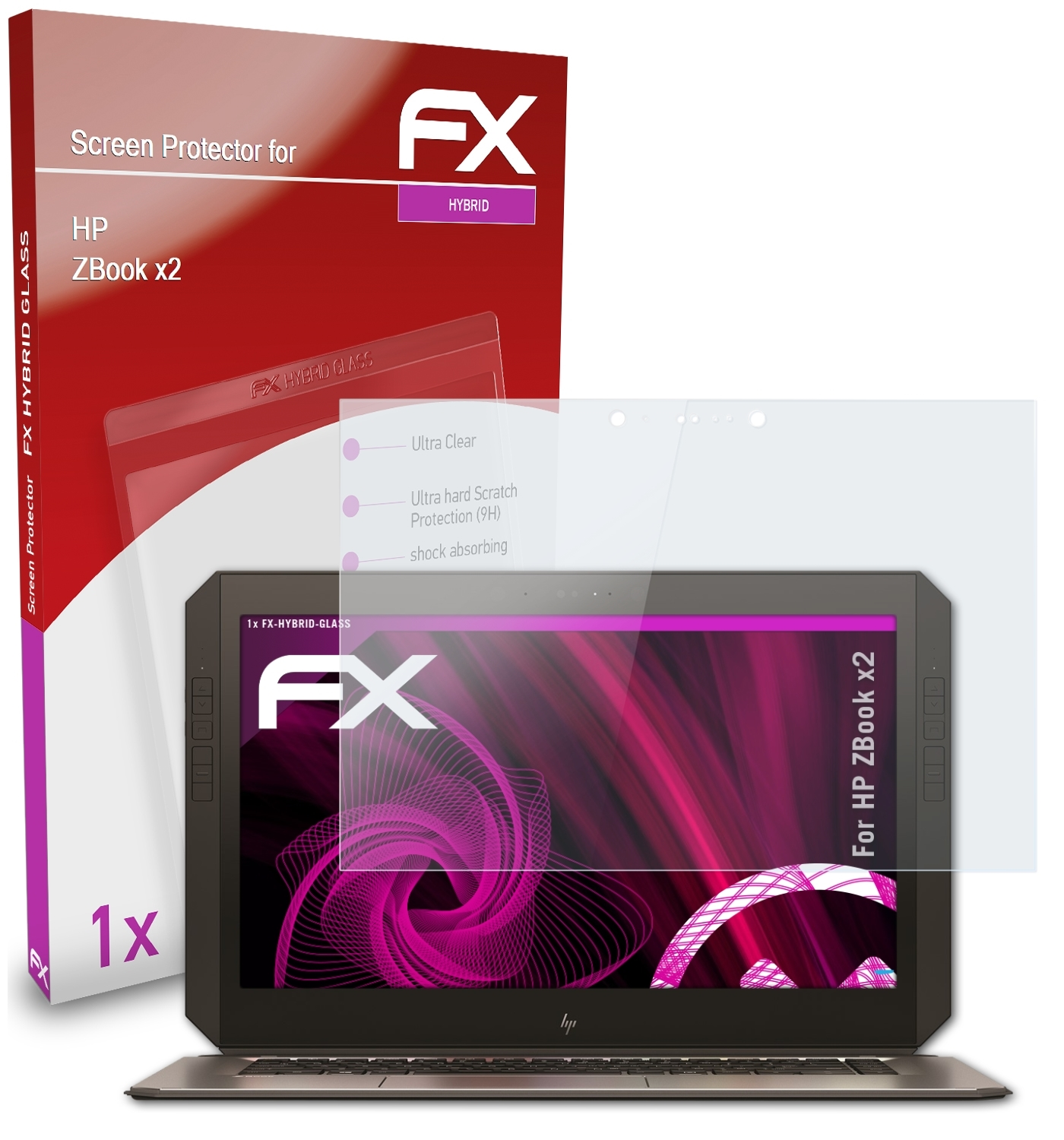 Schutzglas(für x2) ATFOLIX FX-Hybrid-Glass ZBook HP