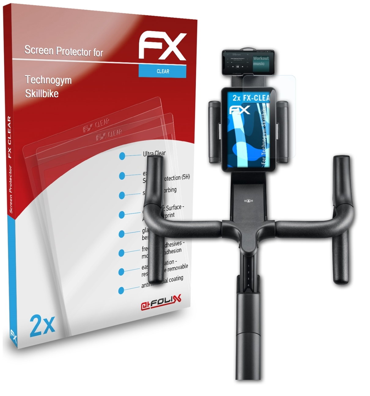 Displayschutz(für Technogym Skillbike) 2x ATFOLIX FX-Clear