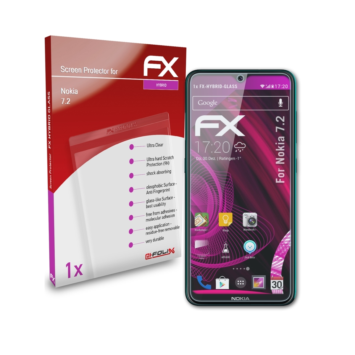 FX-Hybrid-Glass 7.2) Nokia ATFOLIX Schutzglas(für