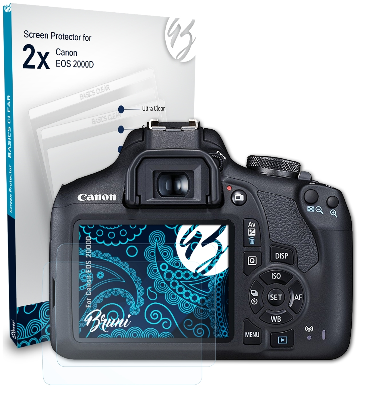 BRUNI 2x Schutzfolie(für 2000D) Canon EOS Basics-Clear