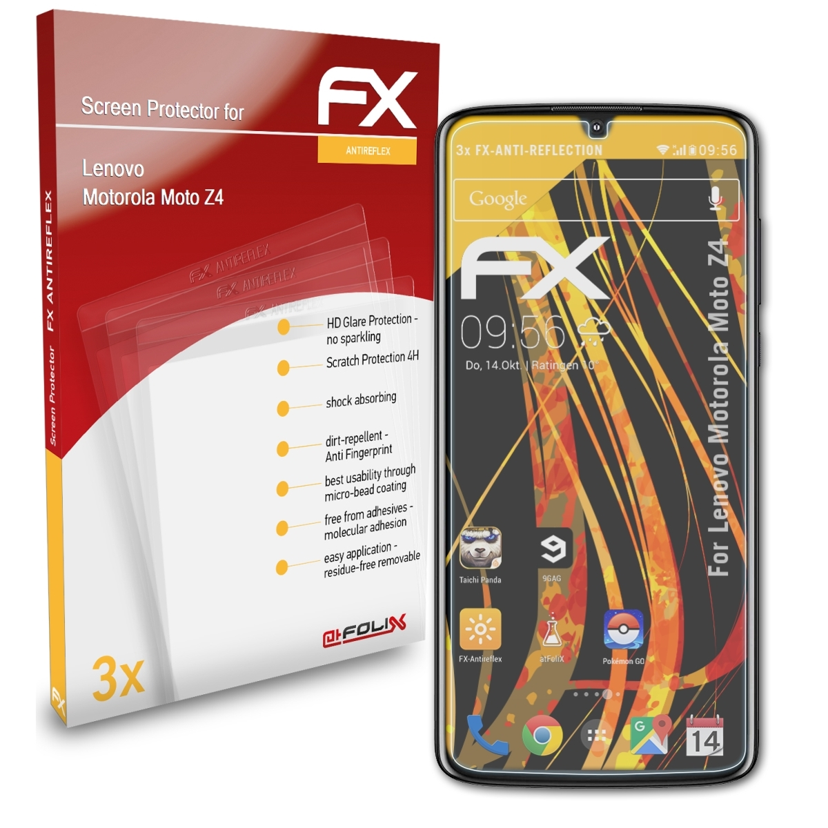 Z4) Displayschutz(für ATFOLIX 3x Motorola FX-Antireflex Lenovo Moto
