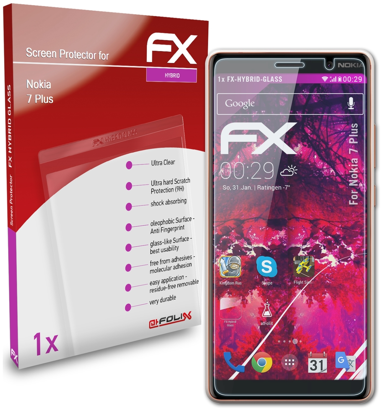 ATFOLIX FX-Hybrid-Glass Schutzglas(für 7 Nokia Plus)