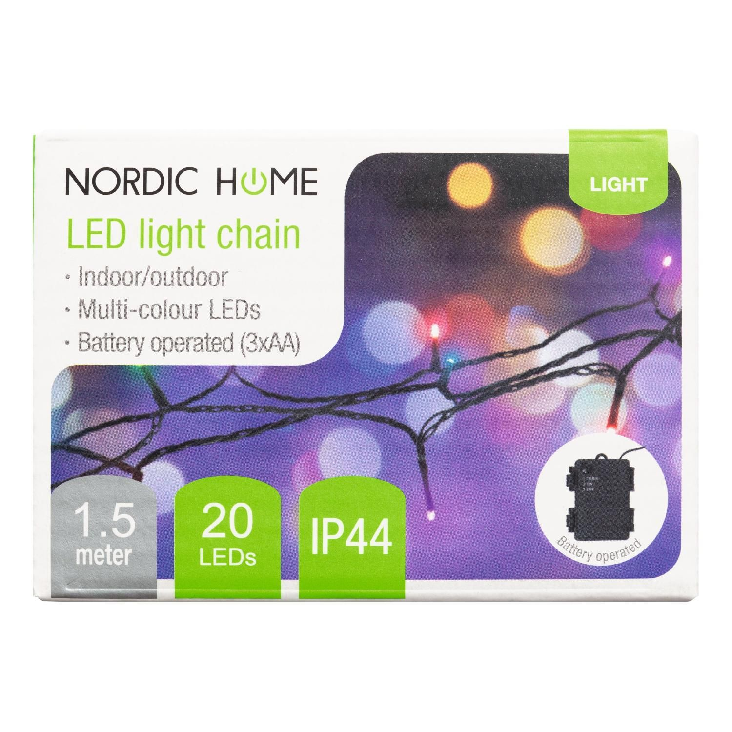 NORDIC HOME Batteriebetrieb, schwarz RGB mit Lichterkette, LED Lichterkette