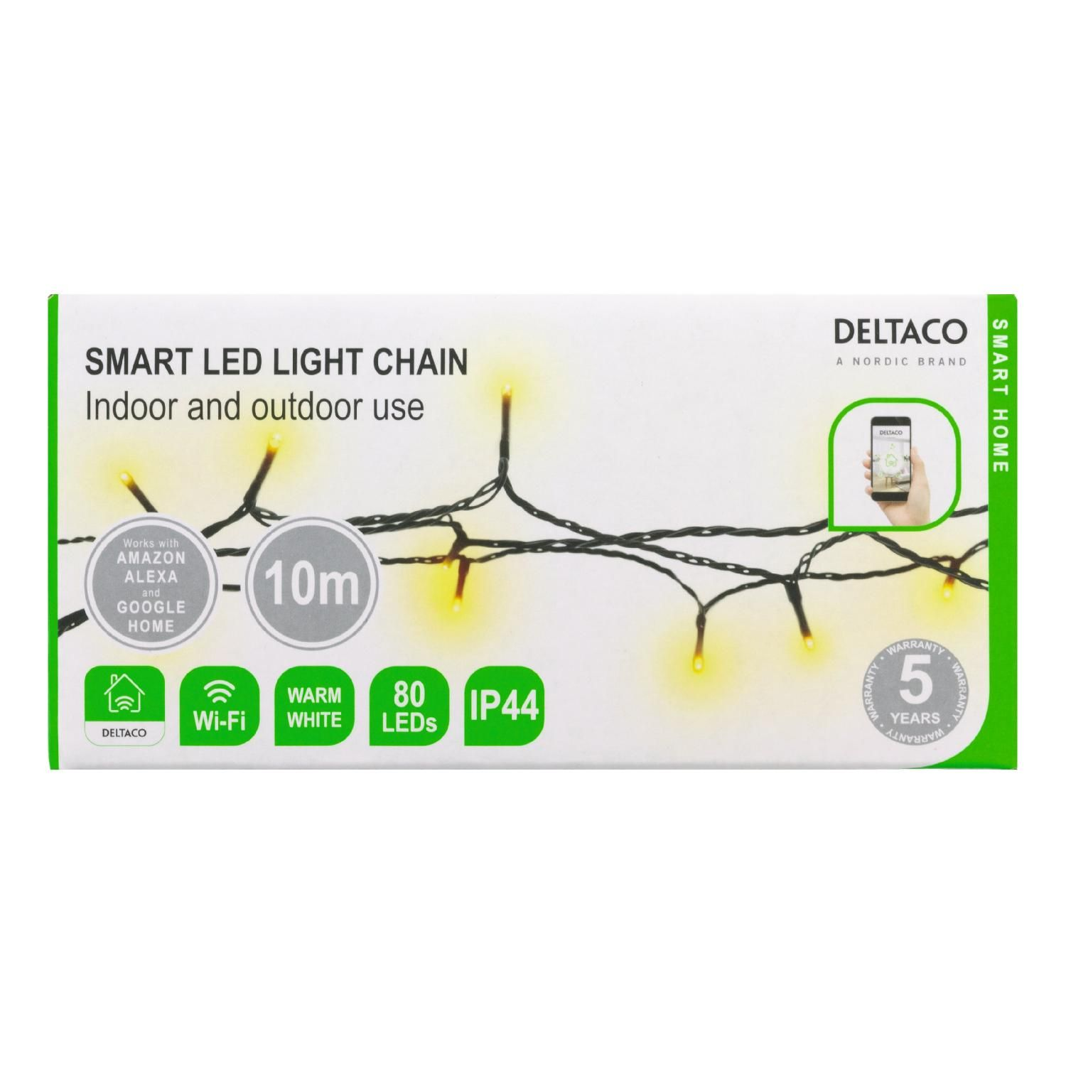DELTACO SMART HOME Smarte Lichterkette, schwarz Lichterkette