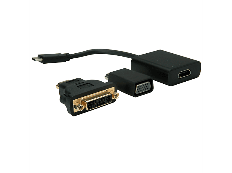 VALUE Display Adapter USB Typ C VGA + HDMI + DVI USBGrafikadapter