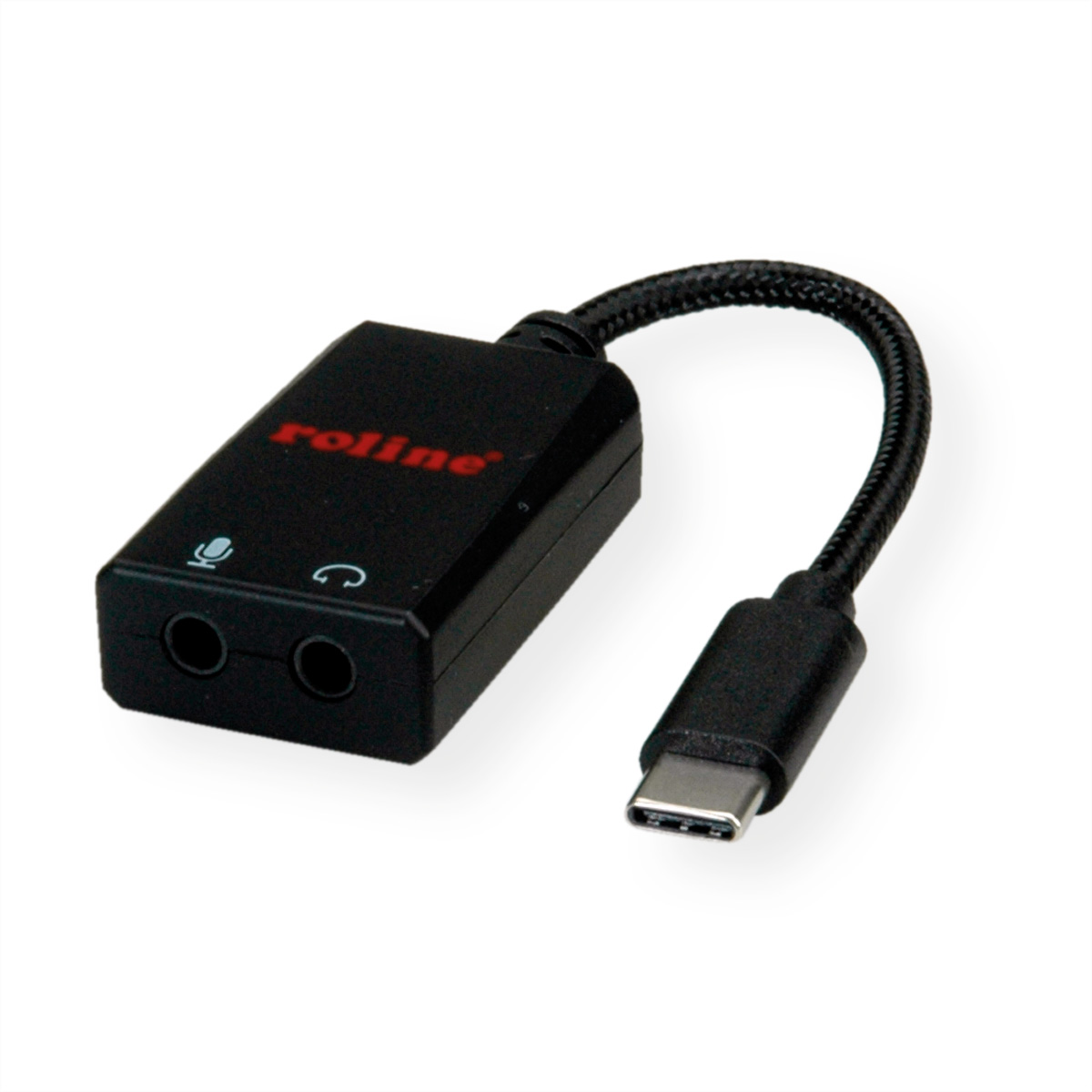 ROLINE Adapter USB - C 3,5mm USB-Audio schwarz Typ 2x ST/BU Audio, Adapter