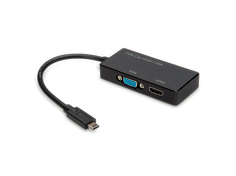 VALUE Display Adapter USB Typ C - VGA / HDMI USB-HDMI Adapter, schwarz