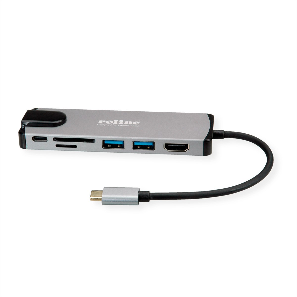 ROLINE USB 3.2 Gen Reader, 4K C Station, Dockingstation, Typ grau Multiport HDMI, Card LAN 2 Docking