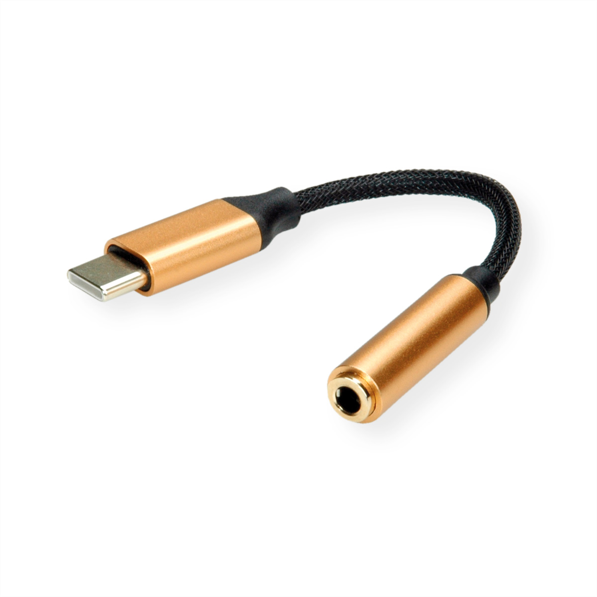 Adapter - 3,5mm ST/BU Typ USB-Audio gold Adapter, GOLD USB ROLINE schwarz C / Audio,