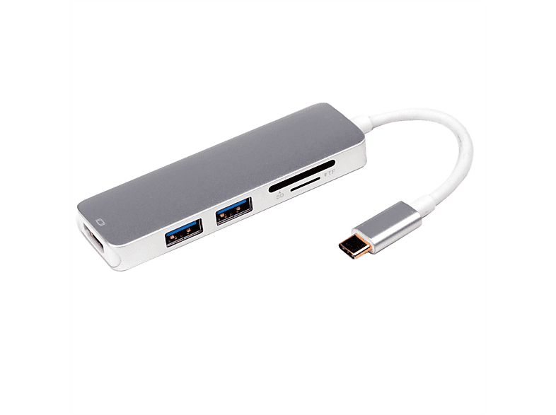 ROLINE Dockingstation USB Typ C, 4K HDMI Notebook-Docking-Station, silberfarben