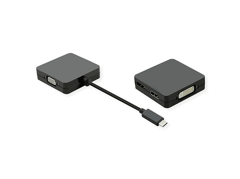 VALUE Display Adapter USB Typ C - VGA / DVI / HDMI / DP USB-Grafikadapter, schwarz | Dockingstations