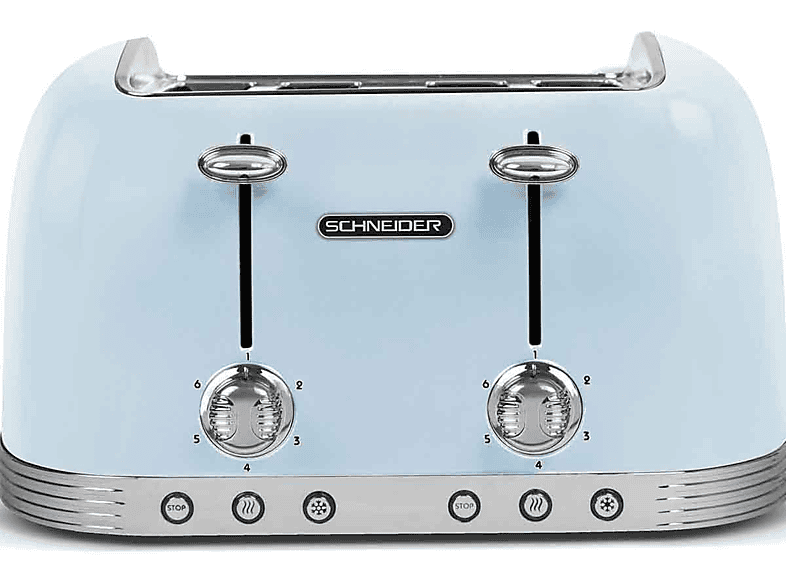 SCHNEIDER Toaster Watt, 4) SCTO4BL (1630 blau Schlitze: vintage